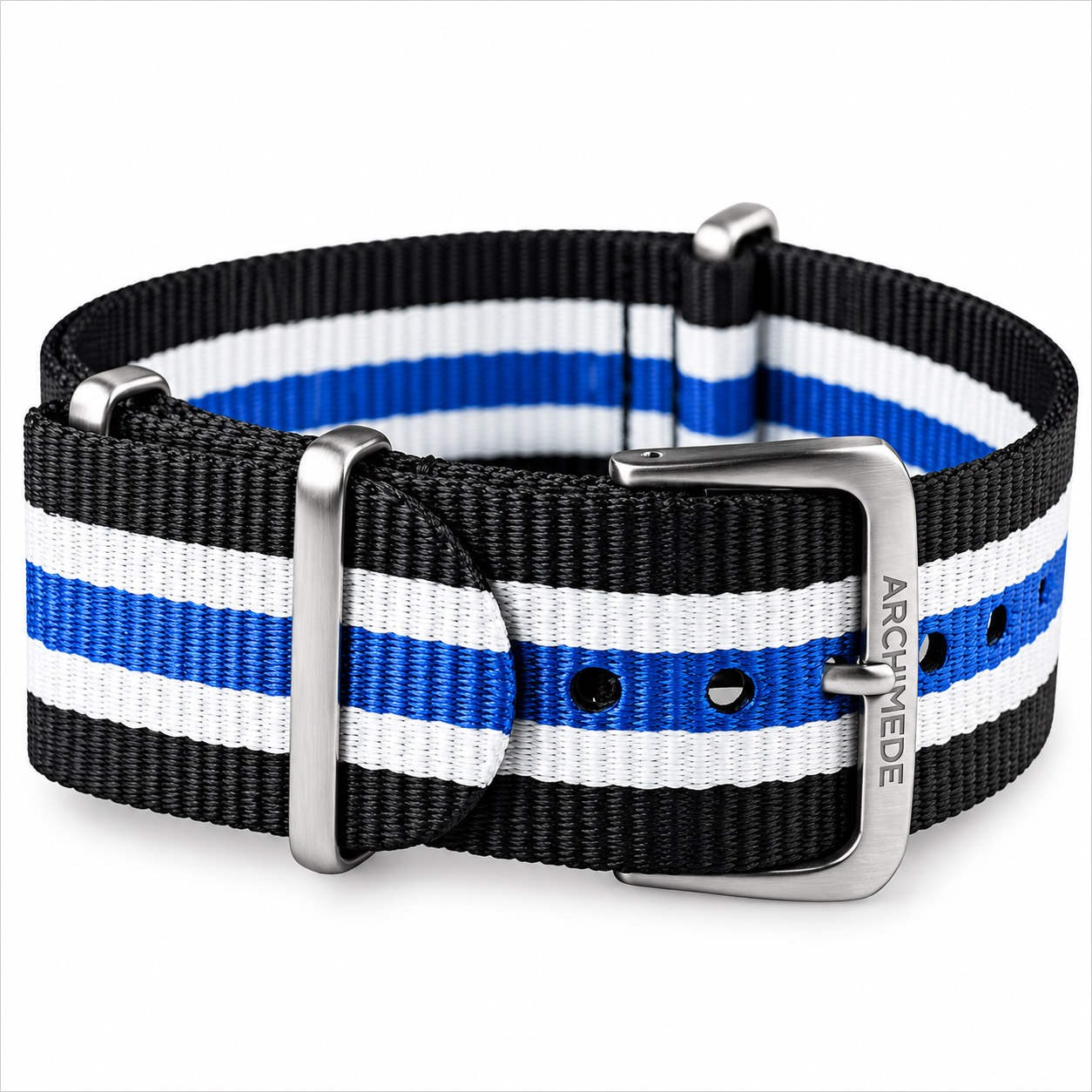 NATO Strap| Black / White / Blue