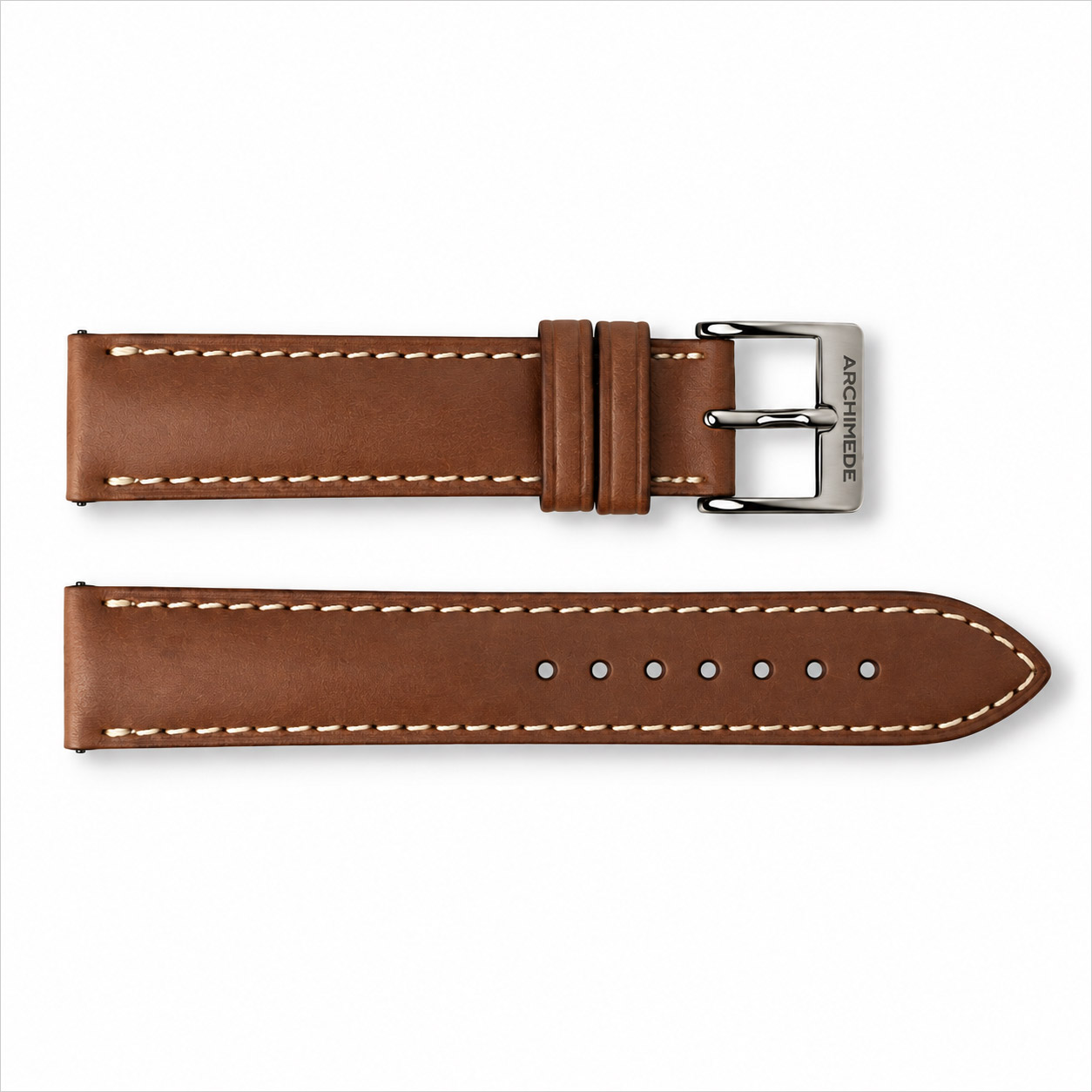 Leather strap | Light-brown | 20mm | white stitching